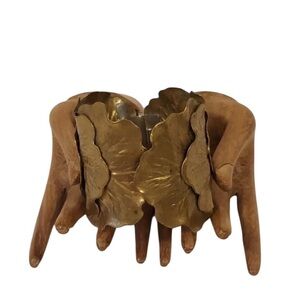 Brass Leaves Crush Hinged Bracelet